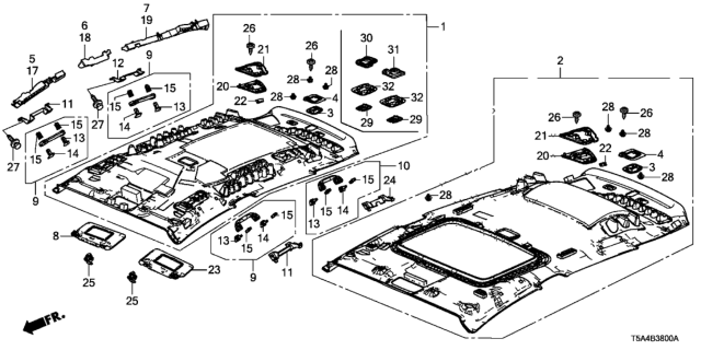 2016 Honda Fit Roof Lining Diagram