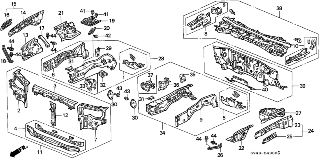 1994 Honda Accord Member Set, L. Dashboard (Upper) Diagram for 04617-SV4-A00ZZ