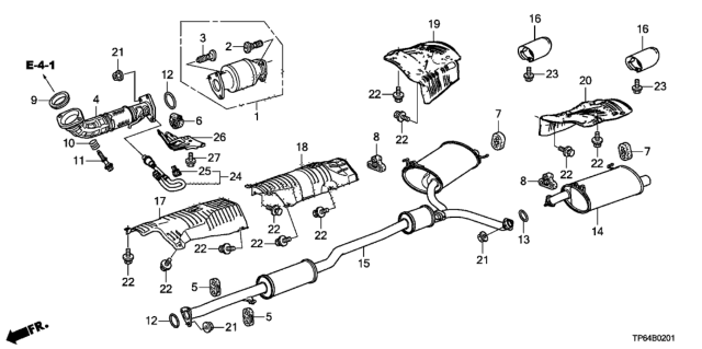 2014 Honda Crosstour Rubber, Exhuast Mounting Diagram for 18215-TL2-A01