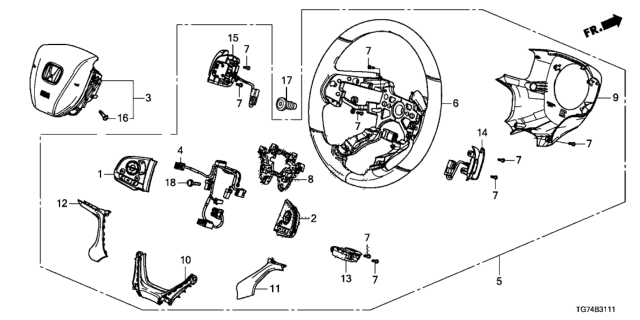 2020 Honda Pilot SUB-WIRE, CABLE REEL Diagram for 77901-TG7-A50