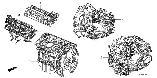 2009 Honda Accord Dwg, Bare Transmission Assembly Diagram for 20011-R89-C72