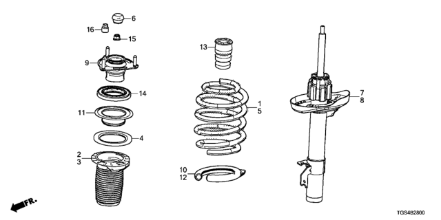 2019 Honda Passport Spring, Front Right Diagram for 51401-TGT-A02