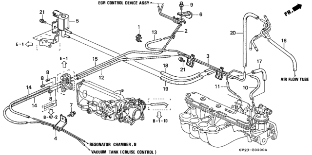 1994 Honda Accord Bulk Hose, Vacuum (5.3X8000) Diagram for 95005-53008-10M