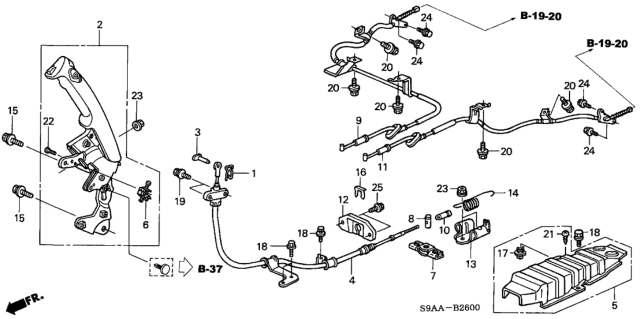 2006 Honda CR-V Wire B, Passenger Side Parking Brake Diagram for 47510-S9A-E01
