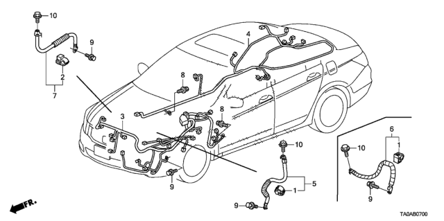 2012 Honda Accord Cable Assembly, Transmission Ground Diagram for 32601-TA0-A00