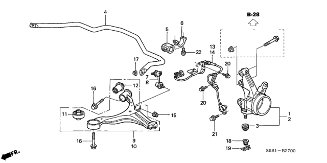 2004 Honda Civic Arm, Left Front (Lower) Diagram for 51360-S5T-A01