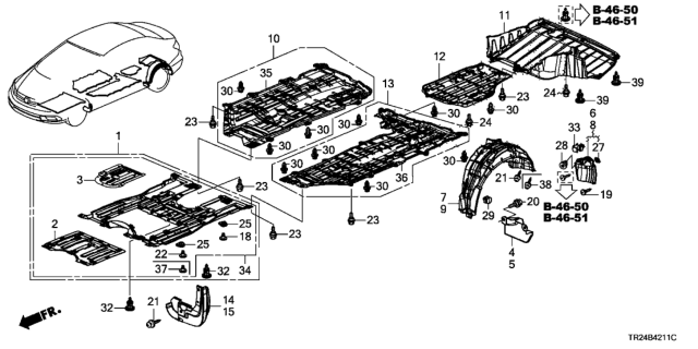 2012 Honda Civic Cover Assembly, Engine (Lower) Diagram for 74110-TR2-A10
