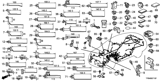 2015 Honda Crosstour Clip, Wire Harness (44MM) (Seal)(Natural) Diagram for 91531-SCC-901