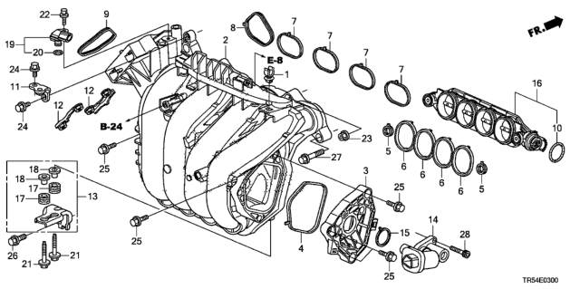 2015 Honda Civic Gasket A, Intake Manifold Diagram for 17105-R1Z-A01