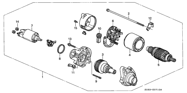 1999 Honda Civic Starter Motor Assembly (Sm-44210-1K) (Mitsuba) Diagram for 31200-P2A-014