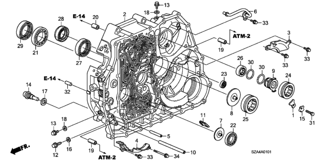 2011 Honda Pilot AT Torque Converter Case Diagram