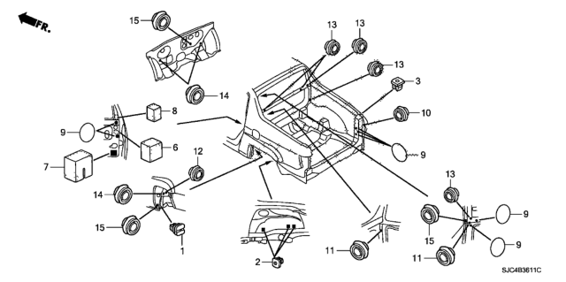 2011 Honda Ridgeline Grommet (Rear) Diagram