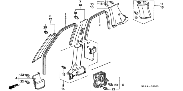 2006 Honda CR-V Pillar Garnish Diagram