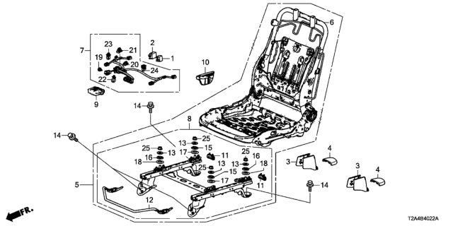 2013 Honda Accord Front Seat Components (Passenger Side) (Manual Seat) (TS Tech) Diagram