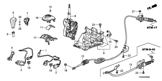 2011 Honda Accord Escutcheon Set, Select Lever (Gun Metallic) Diagram for 54721-TA5-A51ZA