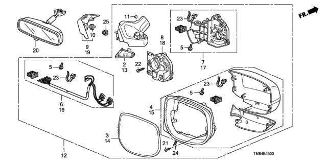 2014 Honda Insight Mirror Assembly, Driver Side Door (Premium Bronze Pearl) (Coo) (R.C.) Diagram for 76250-TM8-315ZK