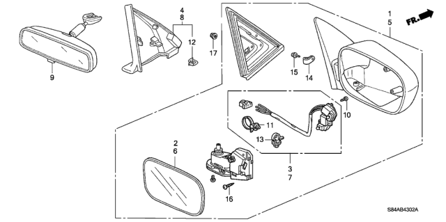2002 Honda Accord Mirror Assembly, Driver Side Door (Firepepper Pearl) (R.C.) Diagram for 76250-S4K-A41ZP