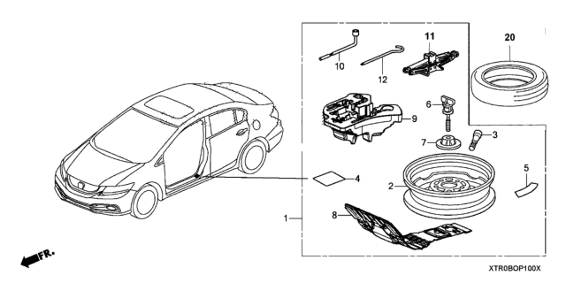2014 Honda Civic Placard, Specification (U.S.A.) Diagram for 42762-TR2-A00