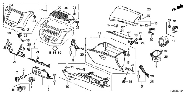 2013 Honda Fit Instrument Panel Garnish (Passenger Side) Diagram