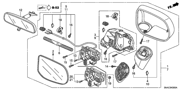 2011 Honda Civic Mirror Assembly, Driver Side Door (Rallye Red) (R.C.) Diagram for 76250-SNE-A02ZM