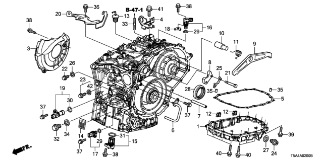 2016 Honda Fit AT Transmission Case Components Diagram