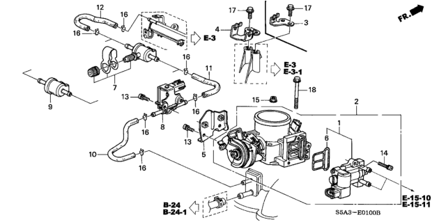 2001 Honda Civic Body Assembly, Throttle (Gy76A) Diagram for 16400-PLM-A03
