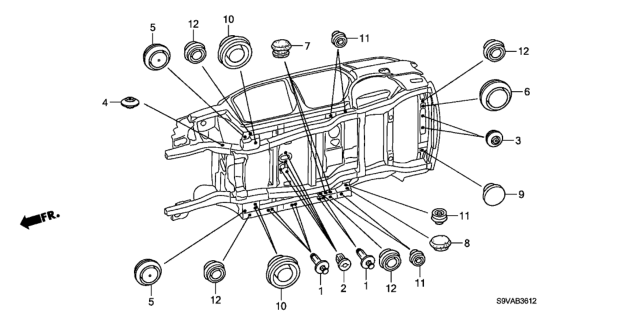 2008 Honda Pilot Grommet (Lower) Diagram