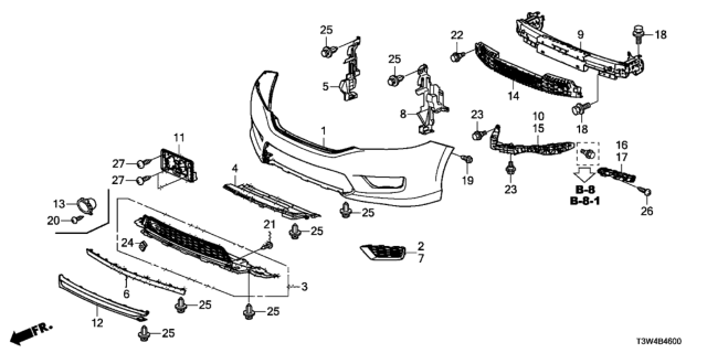 2014 Honda Accord Hybrid Duct, FR. Bumper (Lo Diagram for 71107-T3W-A00