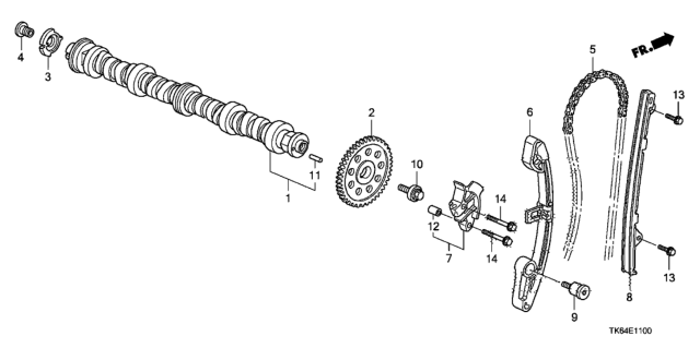2012 Honda Fit Tensioner, Cam Chain Diagram for 14510-PWC-004