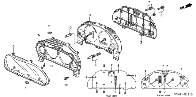 2001 Honda Civic Meter Components (Visteon) Diagram