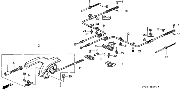 1994 Honda Accord Lever Assy., Parking Brake *G38L* (JADE GREEN) Diagram for 47105-SV4-000ZA