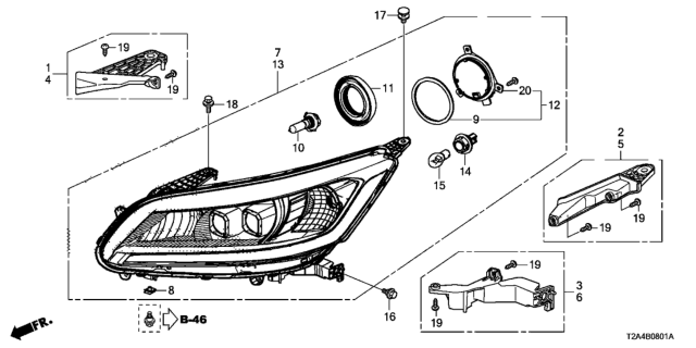 2015 Honda Accord Light Assembly, L Head Diagram for 33150-T2A-A51