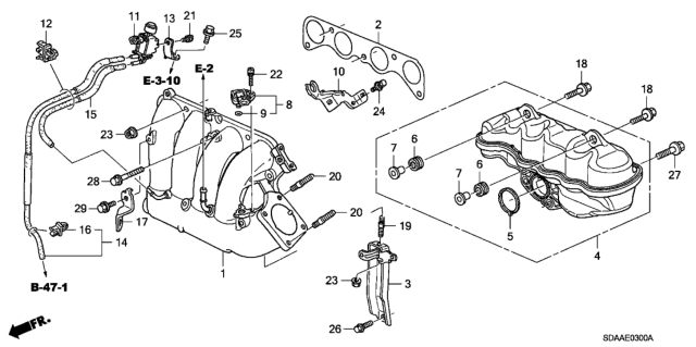 2007 Honda Accord Stay, In. Manifold Diagram for 17132-RAA-A00