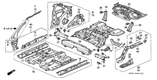 1998 Honda Accord Reinforcement, R. FR. Pillar (Lower) Diagram for 64132-S82-A00ZZ