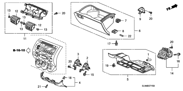 2007 Honda Fit Bracket, R. Center Panel Diagram for 77255-SAA-J01