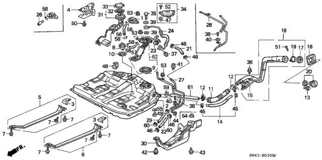 1990 Honda Accord Pump Set, Fuel Diagram for 17040-SM4-A30