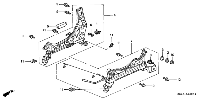 2000 Honda Accord Front Seat Components (Passenger Side) Diagram