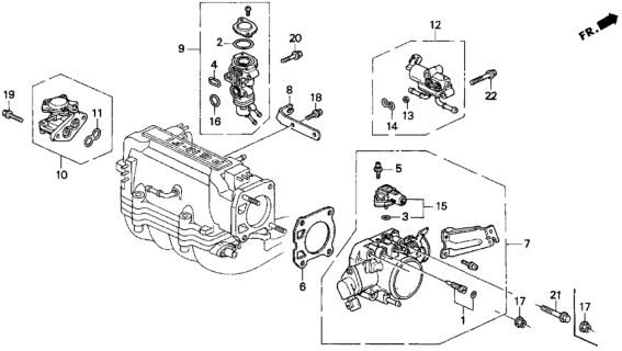 1995 Honda Prelude Body Assembly, Throttle (Gf82B) Diagram for 16400-P12-A00