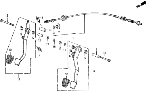 1986 Honda Civic Brake & Clutch Pedal Diagram