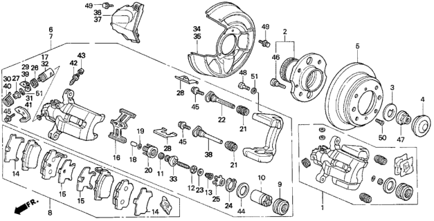 1992 Honda Prelude Bearing Assembly, Rear Hub Unit Diagram for 42200-SS0-981
