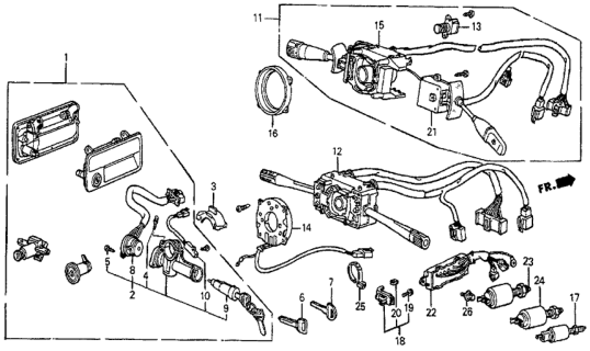 1987 Honda Prelude Switch Assembly, Inhibiter/Bk-Up Light Diagram for 35700-SB0-003