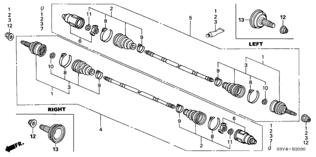 2003 Honda Pilot Driveshaft Assembly, Passenger Side Diagram for 42310-S9V-A50