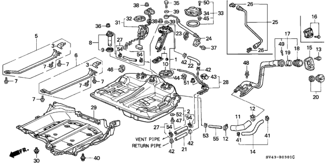 1997 Honda Accord Pump Set, Fuel Diagram for 17040-SV1-L02