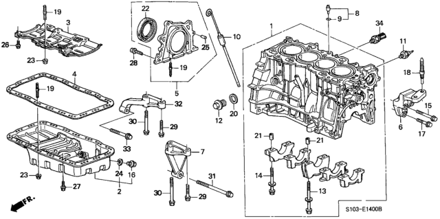1997 Honda CR-V Cylinder Block - Oil Pan Diagram