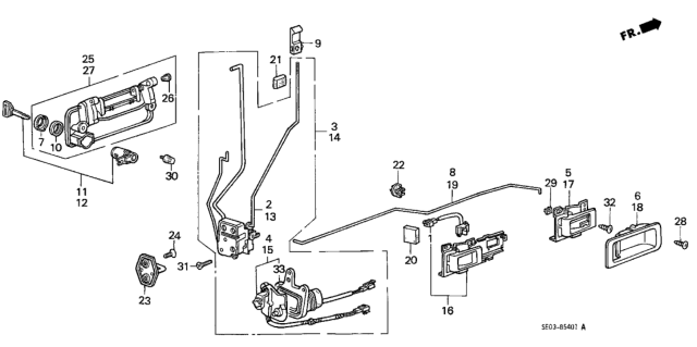 1989 Honda Accord Lock Assembly, Left Front Door Diagram for 72150-SE3-A02