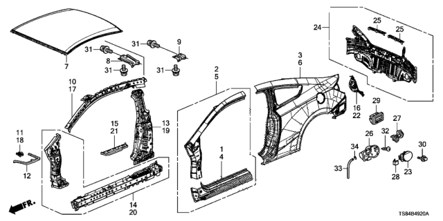 2014 Honda Civic Outer Panel - Rear Panel Diagram
