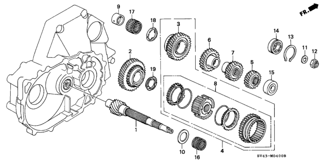 1994 Honda Accord Gear, Countershaft Low Diagram for 23421-P0S-A40
