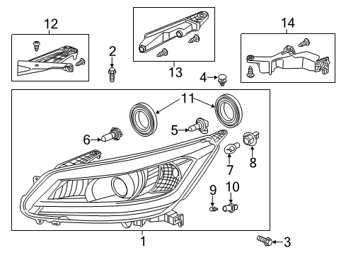 Bracket Kit, L. Headlight Mounting (B) Diagram for 06150-T2A-A41