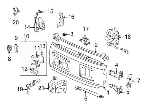 Lock Assembly, Gate (Lower) Diagram for 74815-S10-013
