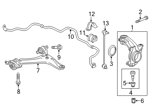 Lower Arm, Right Front Diagram for 51350-T2F-A02